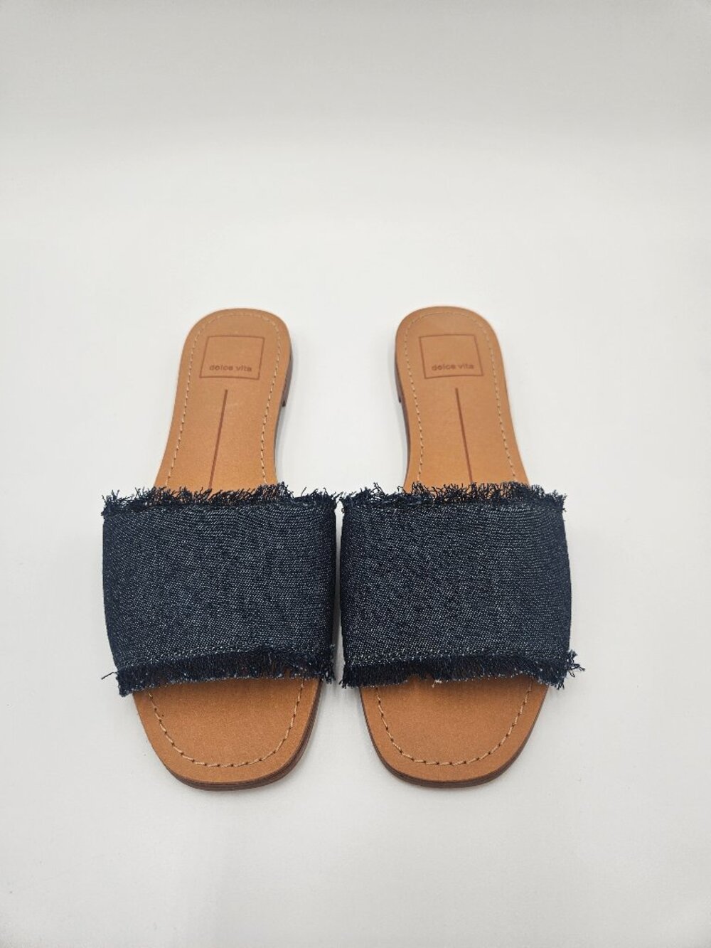 NWT Dolce Vita Poppe Denim Fringe Slide Sandals | Size 7
